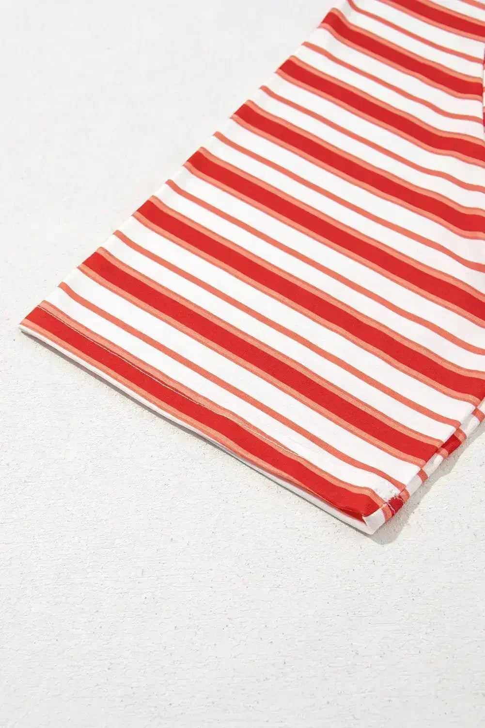 Tomato Red Striped Raglan Sleeve Contrast Neck T-Shirt - Femstylo