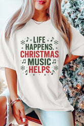 White Christmas Letter Heat Transfer Printing Graphic T Shirt