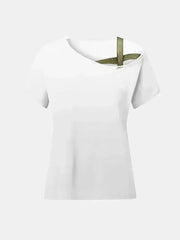 Asymmetrical Neck T-Shirt – Modern Basic with Edge - Femstylo