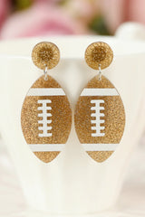 Brown Glittering Football Dangle Earrings