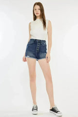 Kancan Raw Hem Button Fly Denim Shorts - Femstylo