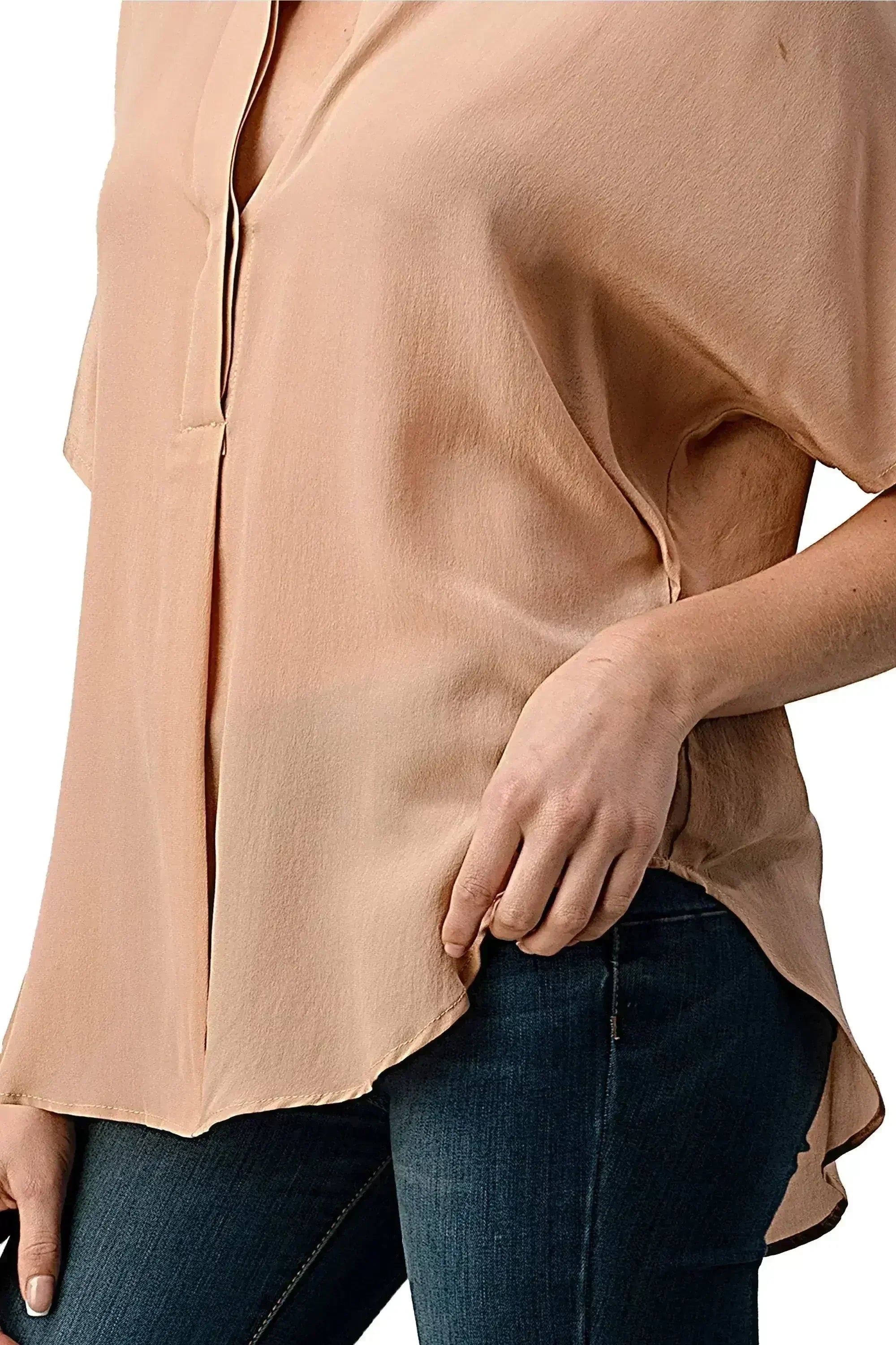 Effortless Dark Grey Oversized Button-Up Blouse for Women - Femstylo