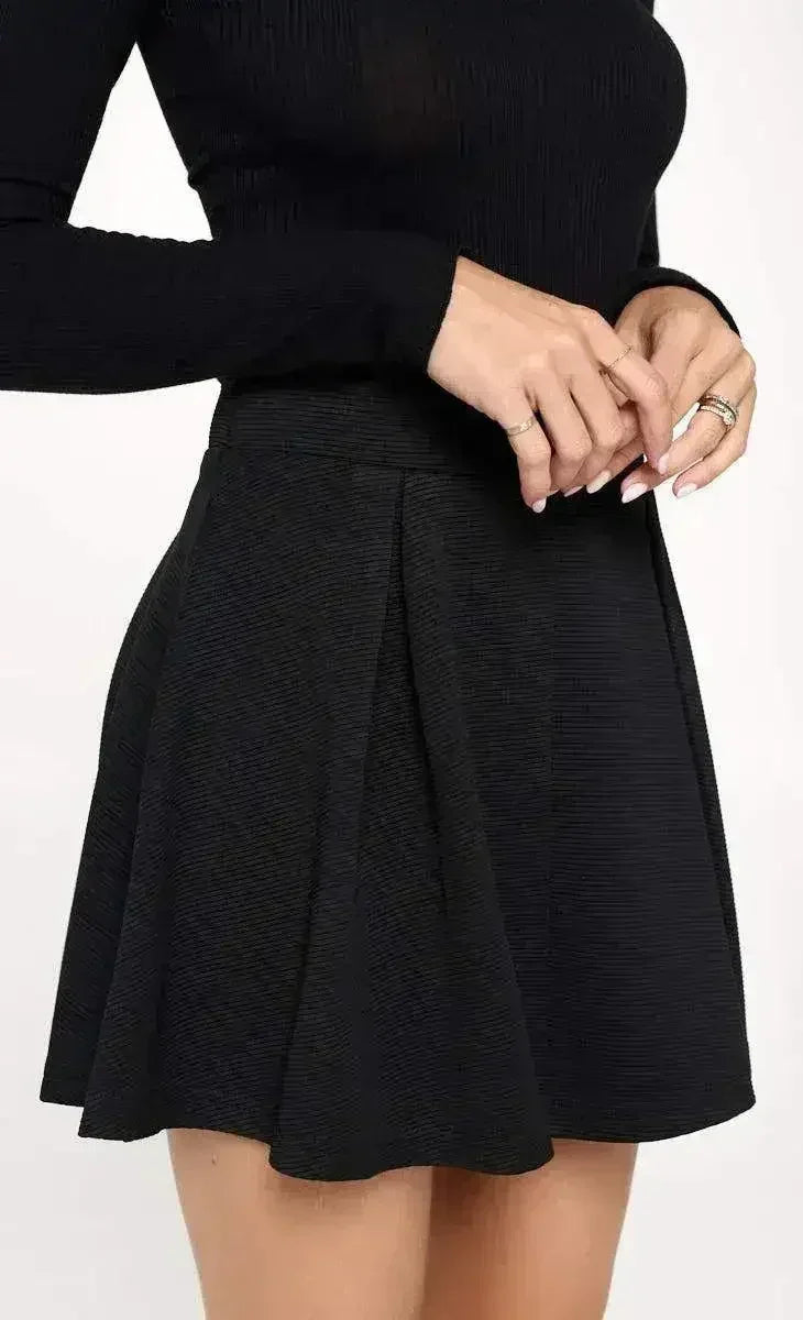 High-Waisted Pleated Skater Skirt - Femstylo
