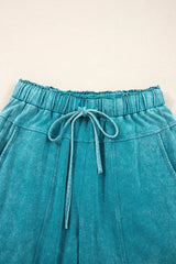 Lapis Mineral Wash Knot High Waist Raw Hem Pants
