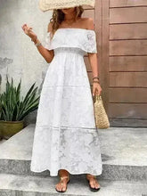 Off-Shoulder Short Sleeve Maxi Dress - Femstylo