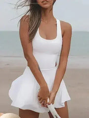 Wide Strap Active Dress with Unitard Liner - Femstylo