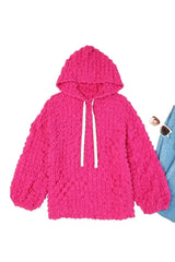 Rose Bubble Textured Waffle Hoodie - Femstylo