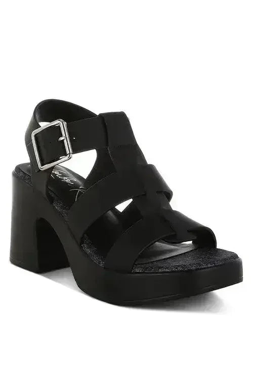 Avalon Chunky Pin Buckle Platform Heels - Femstylo