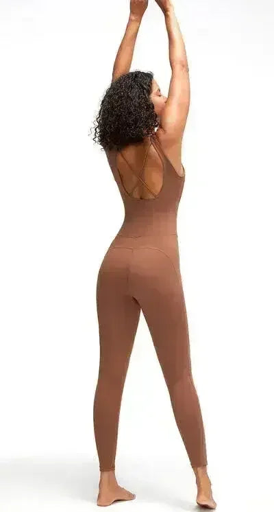Crisscross Wide Strap Active Jumpsuit - Femstylo