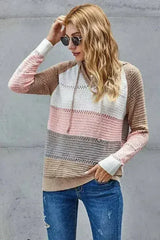 Casual Multicolor Beach Bonfire Knitted Hoodie - Femstylo