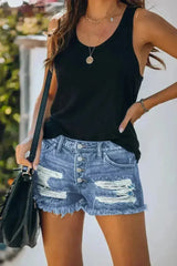 Gypsy Mid-rise Distressed Denim Shorts - Femstylo