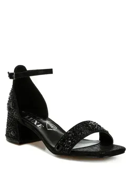 Nocturnal Rhinestone Embellished Shimmer Sandals - Femstylo