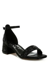 Nocturnal Rhinestone Embellished Shimmer Sandals - Femstylo