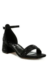 Nocturnal Rhinestone Embellished Shimmer Sandals - Femstylo