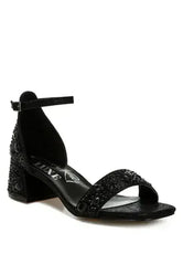 Nocturnal Rhinestone Embellished Shimmer Sandals - Femstylo