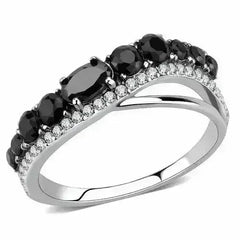 DA269 Stainless Steel Ring – AAA Black CZ – High Polish No Plating - Femstylo