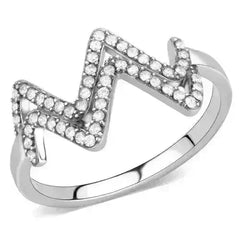DA339 - No Plating Stainless Steel Ring with AAA Grade CZ in Clear - Femstylo