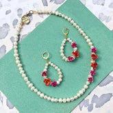 Rose Pearl Earrings + Necklace - Femstylo
