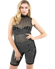 Trudy Stud Detail Mesh Romper - Femstylo