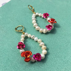 Rose Pearl Earrings + Necklace - Femstylo