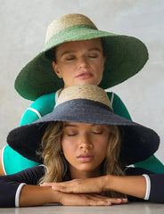 RIRI DUO Jute Straw Hat - Natural & Kelly Green | Femstylo - Femstylo