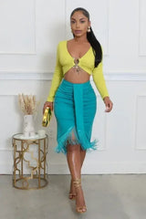 Jaded Fringe Skirt - Femstylo