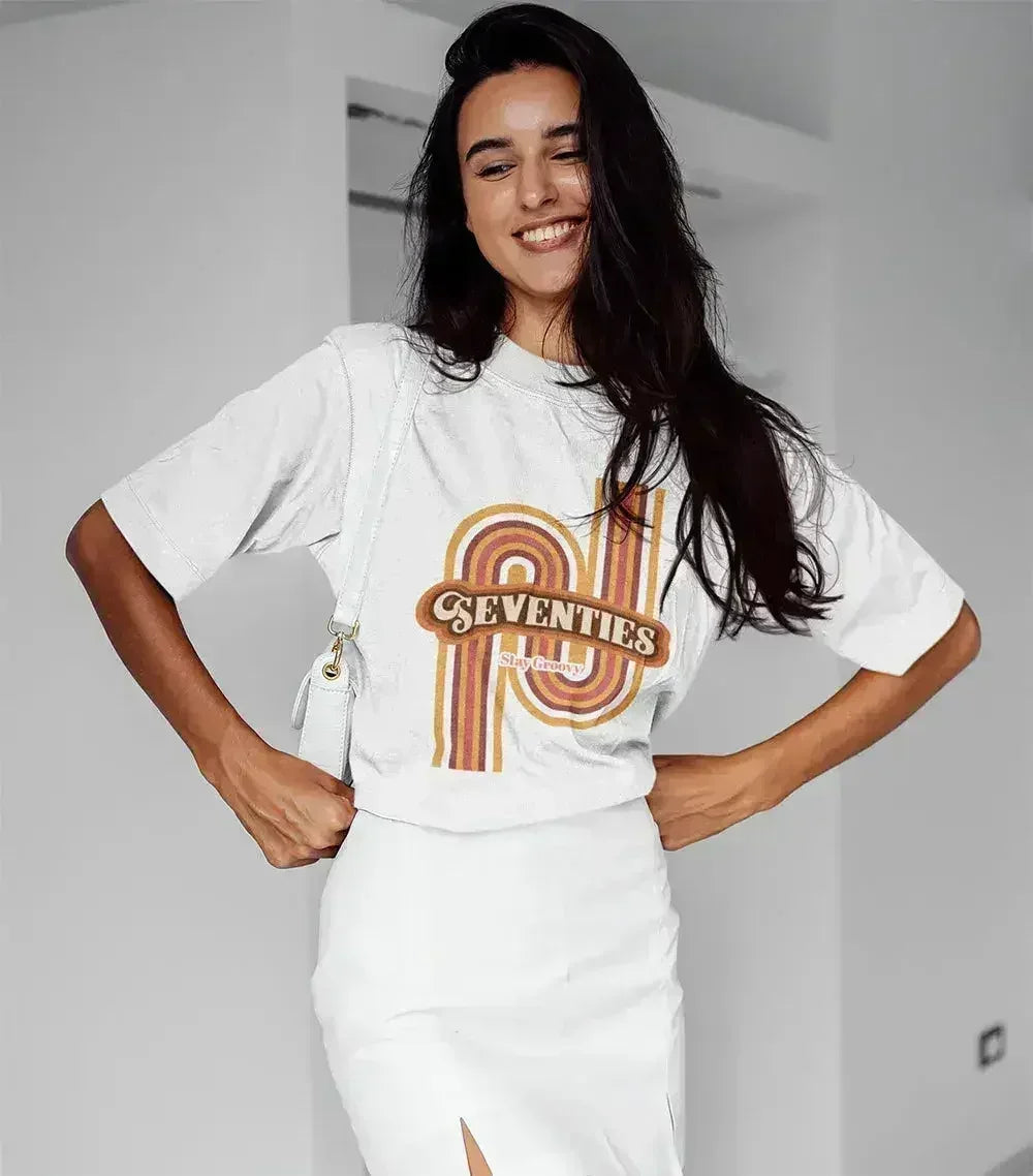 Womens Retro 70's Cotton T-Shirt - Femstylo