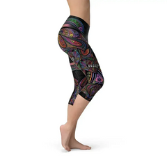 Womens Sugar Skull Capri Leggings - Femstylo
