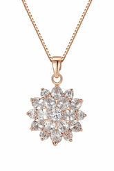 Diamond Sunflower Pendant Necklace 18 Karats Gold Plated - Femstylo
