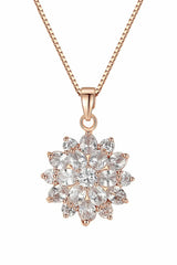 Diamond Sunflower Pendant Necklace 18 Karats Gold Plated - Femstylo