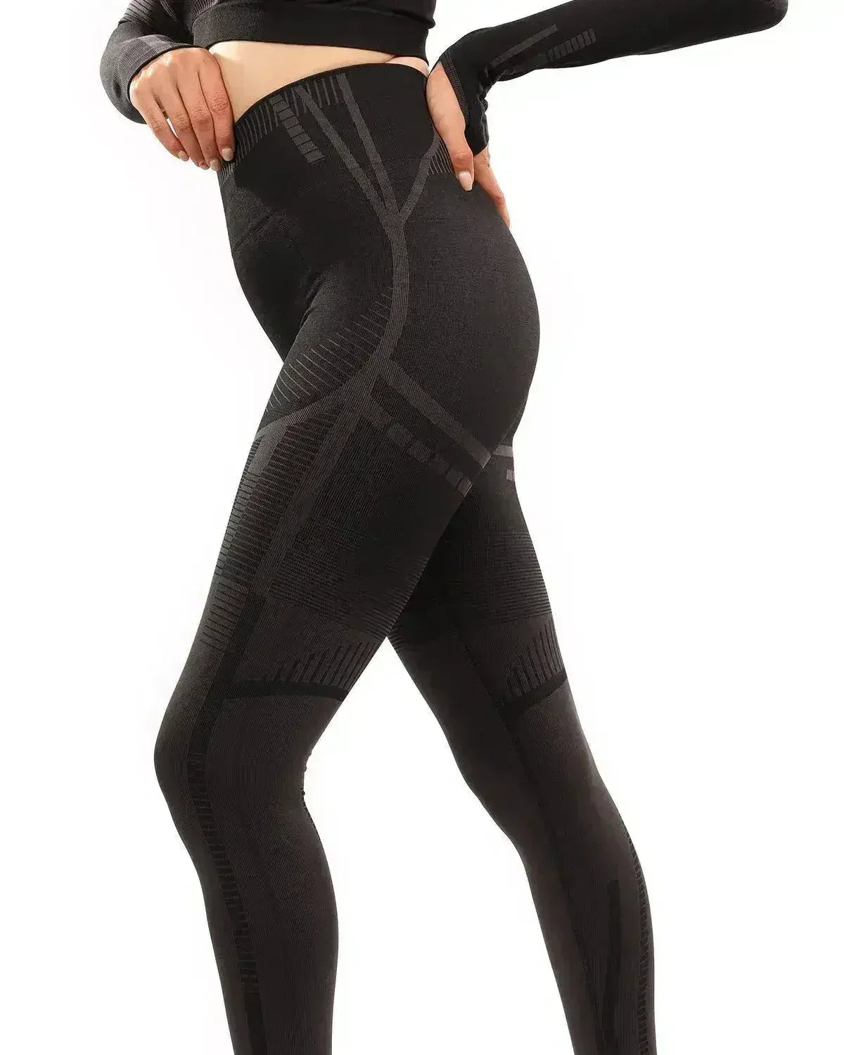 DECATA SEAMLESS LEGGINGS - BLACK & BROWN - Femstylo