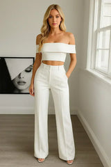 FlexiChic™ – Wide Leg Pants & Crop Top Two-Piece Set - Femstylo