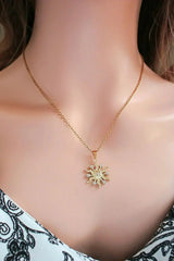 24 Karats CZ Sun Pendant Necklace - Femstylo