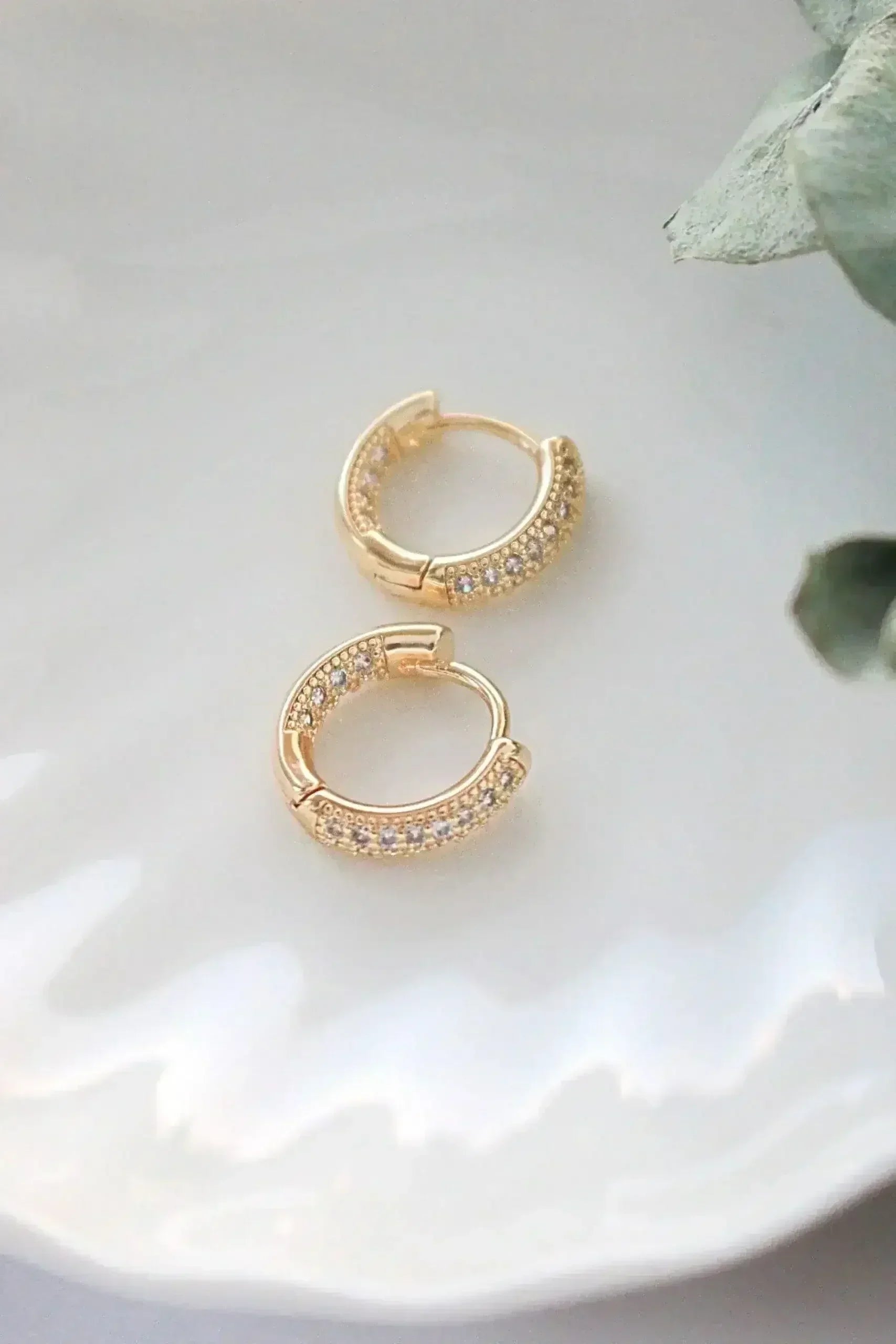 Pavé CZ Hoop Earrings - 24K Gold Plated | Femstylo - Femstylo