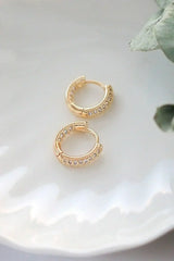 Pavé CZ Hoop Earrings - 24K Gold Plated | Femstylo - Femstylo