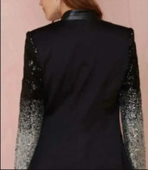 Womens Blazer with Sequins Sleeve - Femstylo