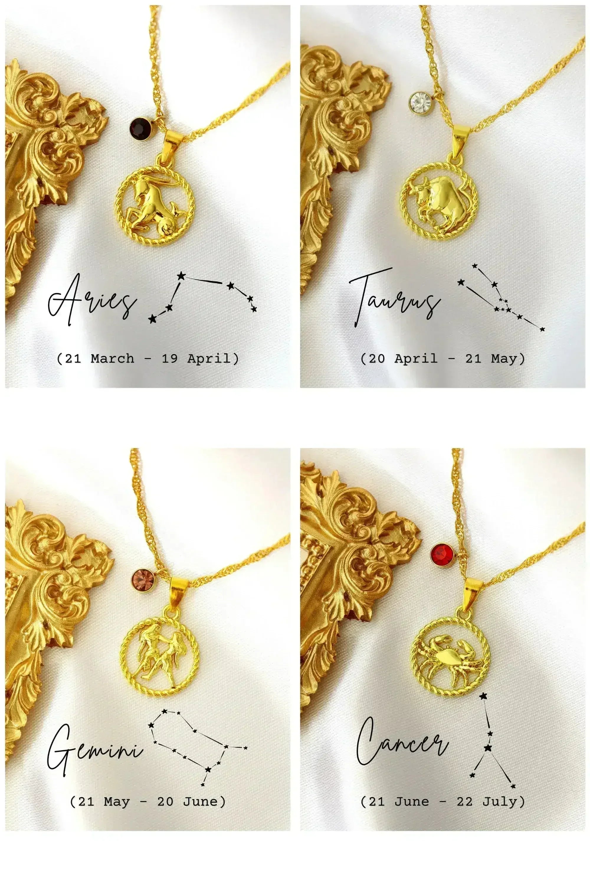 18K Zodiac Sign and Birthstone Necklace - Femstylo