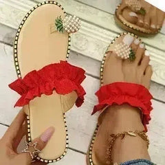 Flat Toe Casual Womens Slippers Pineapple Pearl Beach Slides - Femstylo