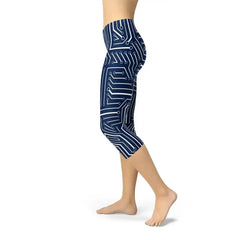 Womens Navy Blue Circuit Capri Leggings - Femstylo