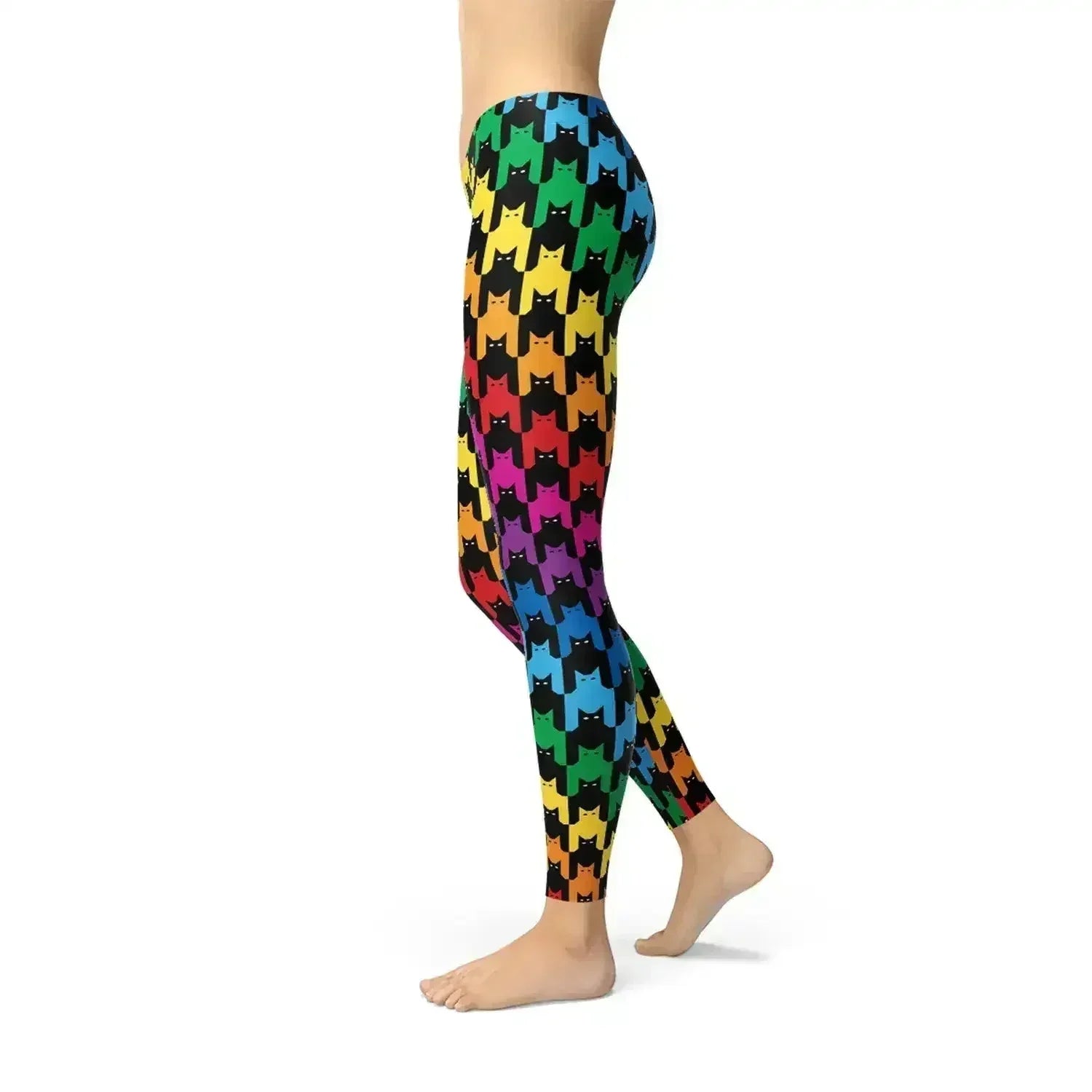 Womens Cat Houndstooth Leggings - Femstylo