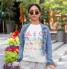 Yoga Poses Print Jersey Short Sleeve Tee - Femstylo