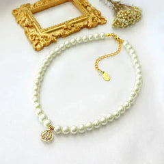 24K Seashell Czech Pearls Choker - Femstylo