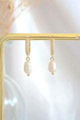 Pearl Hoop Earrings - 24K Gold & Freshwater Pearls | Femstylo - Femstylo