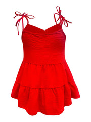 Tie-Strap Tiered Sleeveless Top - Femstylo