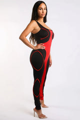 Colorblock Jumpsuit With Binding Detail Square Neck Sleeveless - Femstylo