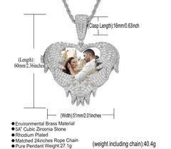 LoveShell™ – Custom Clamshell Heart Photo Pendant | Iced Out Zircon - Femstylo