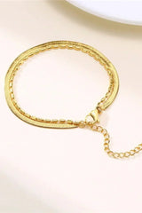 Flat Chain 18 Karats Two Layers Bracelet - Femstylo