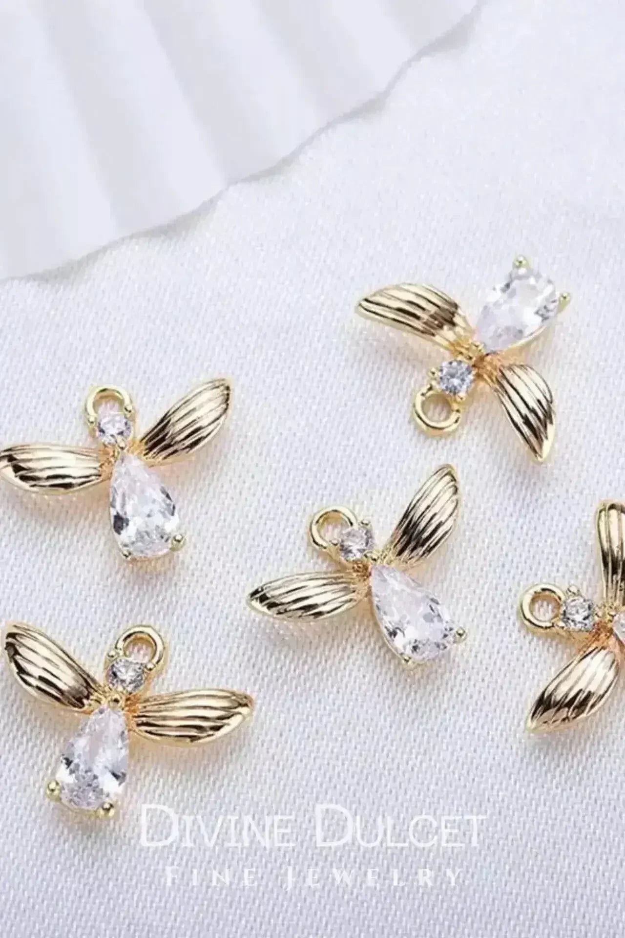 Bee Hook Earrings - 18K Gold & Cubic Zirconia | Femstylo - Femstylo