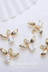 Bee Hook Earrings - 18K Gold & Cubic Zirconia | Femstylo - Femstylo