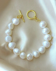 Baroque Freshwater Pearl Bracelet - 18K Gold Plated | Femstylo - Femstylo